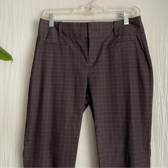 Calvin Klein Dress Pants Women’s size 6 Windowpane Plaid Burgundy - Picture 2 of 9